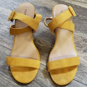 Torrid Mustard Wrap Cone Heels